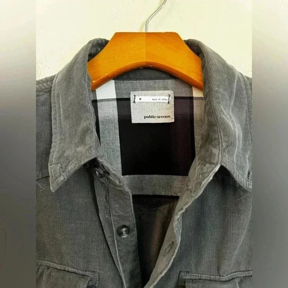 Public Opinion Gray Corduroy Long Sleeve Shirt Size M - Picture 14 of 16